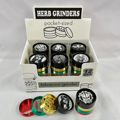 Pocket Herb Grinder Printed Black & Rasta