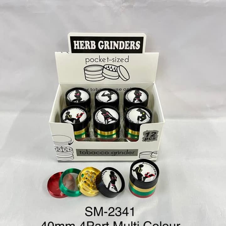 Pocket Herb Grinder 40mm 4-Part Multi Colour SM-2341