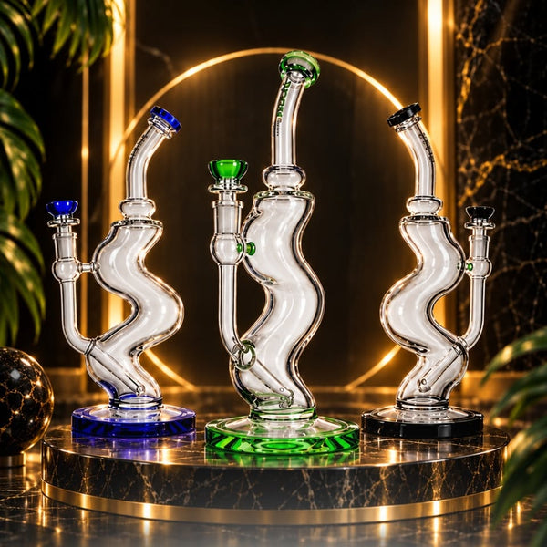 Wavy Recycler Glass Bong