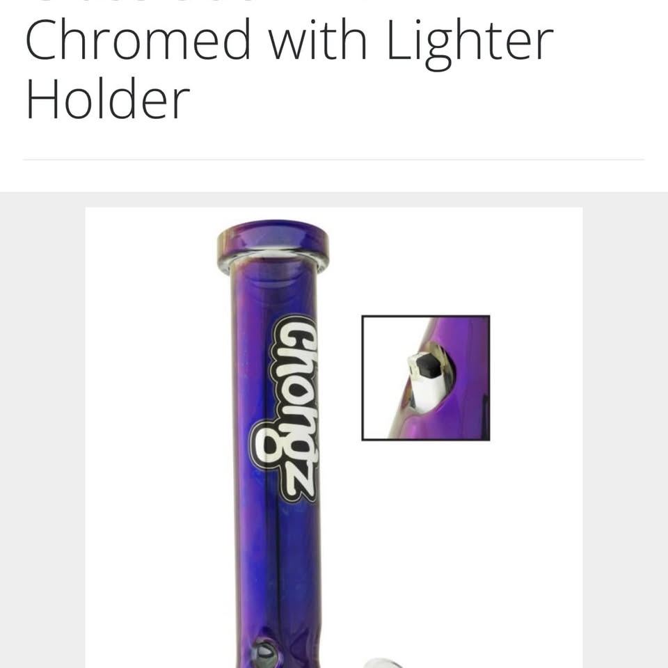 Chongz 38cm 'B>R>D' Chromed Glass Waterpipe with Lighter Holder