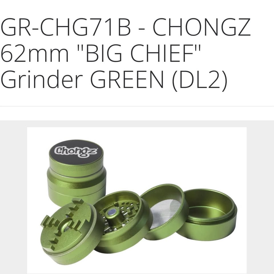 Chongz 62mm 'Big Chief' Grinder Green