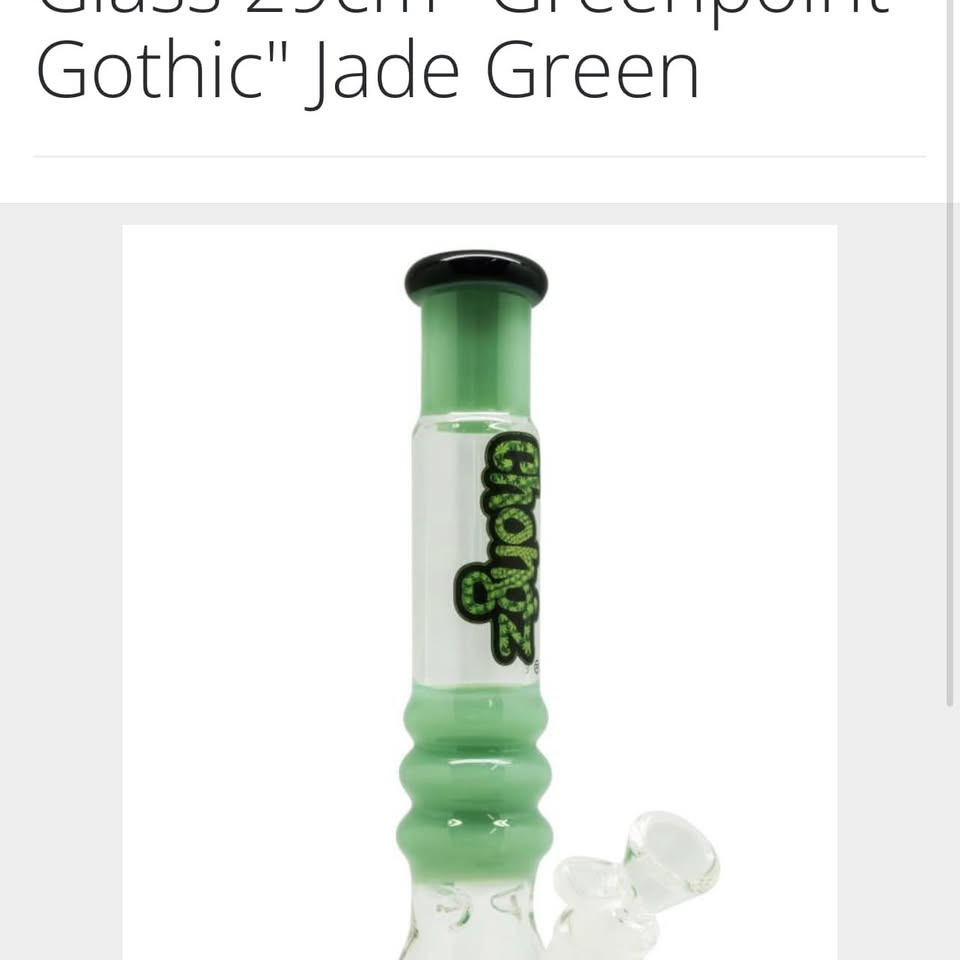 Chongz 29cm 'Greenpoint Gothic' Jade Green Glass Waterpipe