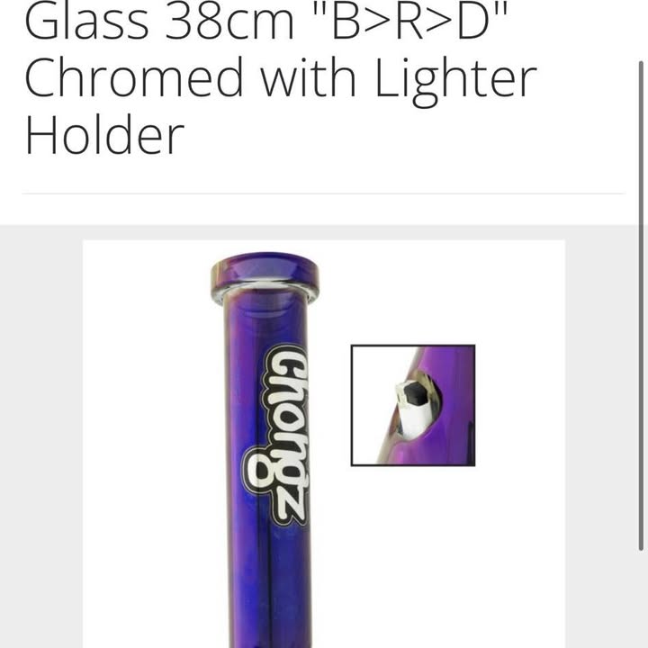 Chongz 38cm 'B>R>D' Chromed Glass Waterpipe with Lighter Holder