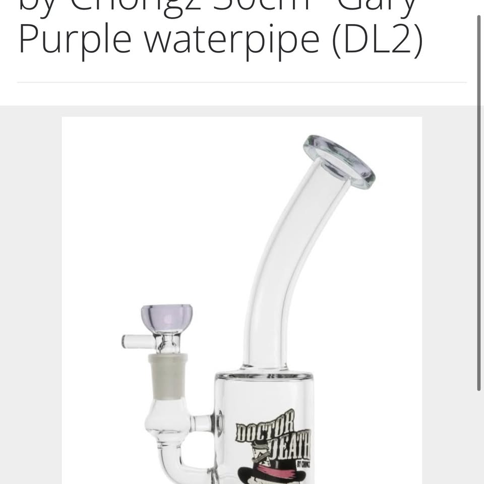 Chongz 30cm 'Gary' Purple Glass Waterpipe