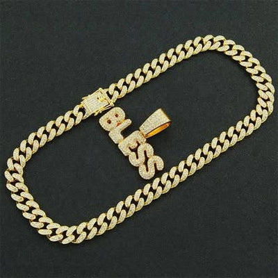 Iced Out BLESS Pendant Cuban Chain