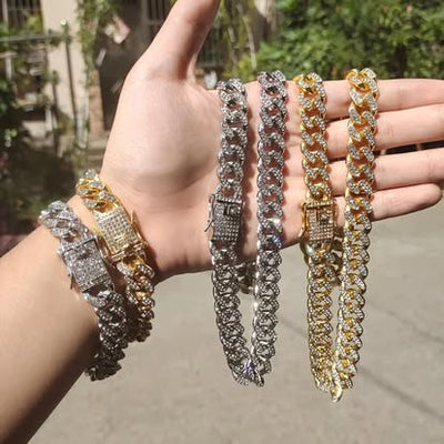 Iced Out Cuban Link Chain and Bracelet