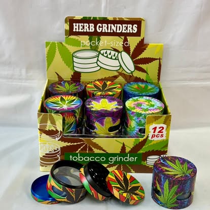 Pocket Herb Grinder 4 Part Leaf Print