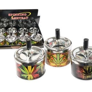 Leaf Print Metal Spinning Ashtray