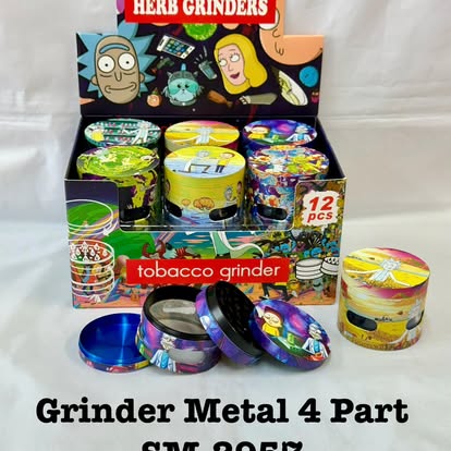 Metal 4 Part Tobacco Grinder Cartoon Print