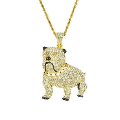 Iced Out Bulldog Pendant Necklace