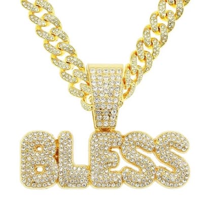 Iced Out BLESS Pendant Cuban Chain