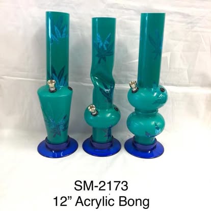 Teal Leaf 12" Acrylic Bong