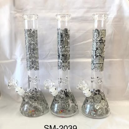 Mandala Print Glass Beaker Bong