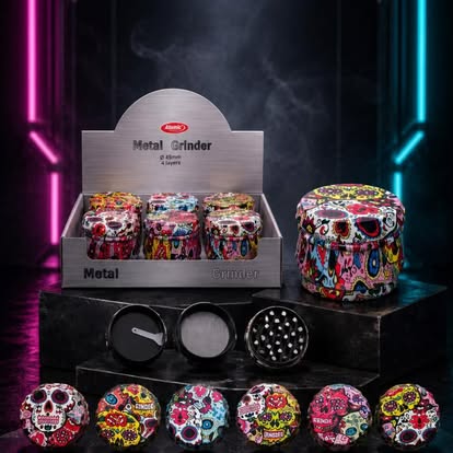Atomic Metal Grinder 45mm 4 Part Sugar Skull