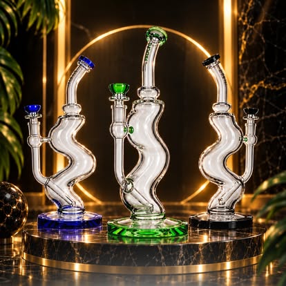 Wavy Recycler Glass Bong