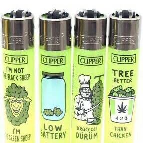 Clipper Large Lighter – Green Humour Print