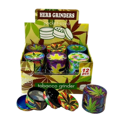 Pocket Herb Grinder 4 Part Leaf Print