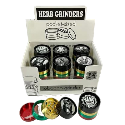 Pocket Herb Grinder Printed Black & Rasta