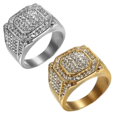 Iced Out Octagon Signet Ring