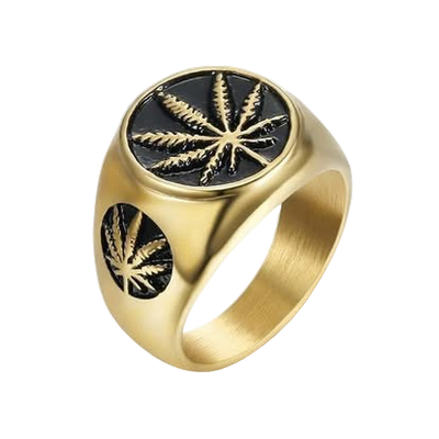 Gold Cannabis Leaf Signet Ring