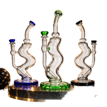 Wavy Recycler Glass Bong