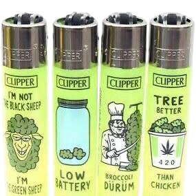 Clipper Large Lighter – Green Humour Print