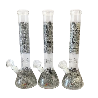 Mandala Print Glass Beaker Bong